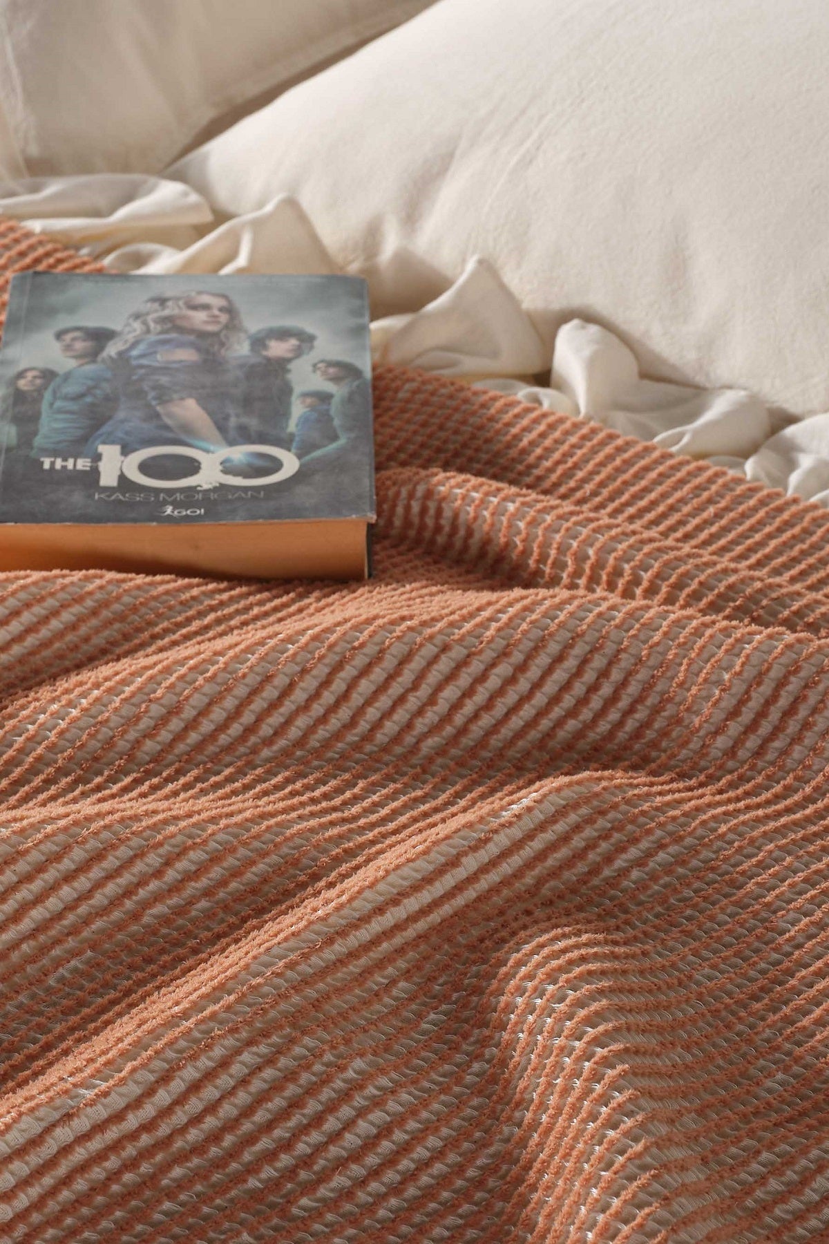 Doris 100% Cotton Ruffled  Bedspread/Quilt  - Salmon
