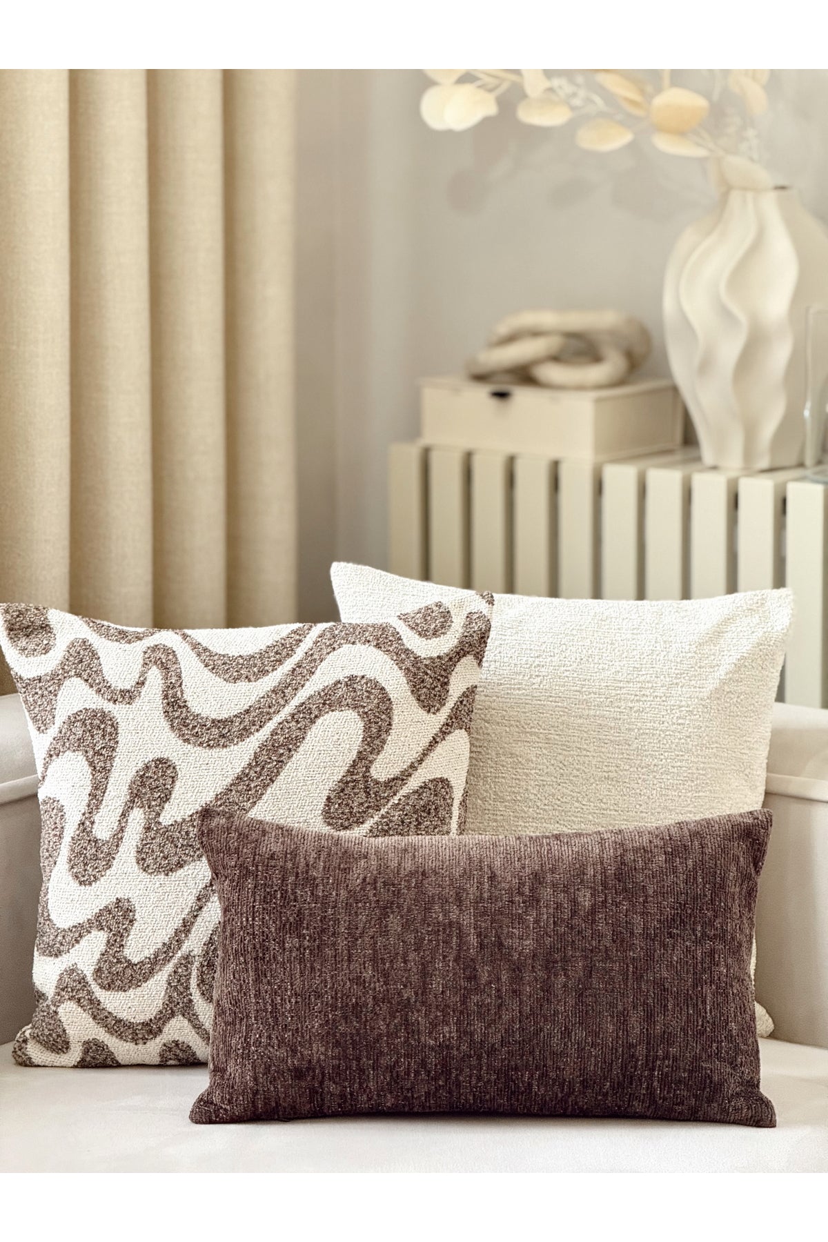 Flow Wave Decorative Pillow Cover – Brown