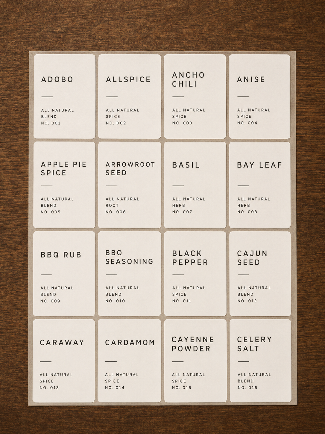 English Spice Labels 160 pcs