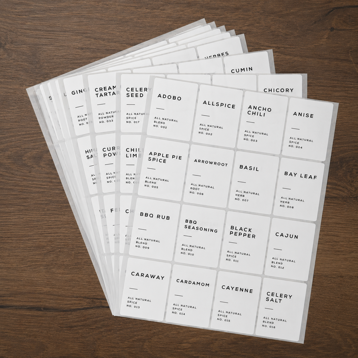 English Spice Labels 160 pcs
