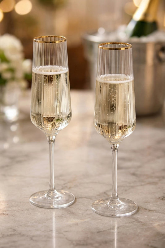 Premium Gold 4-Piece Champagne Glass Set, 220 cc