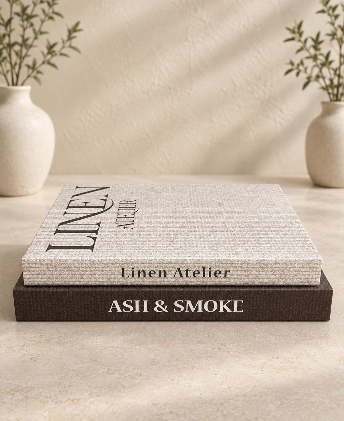 Linen Atelier & Ash Smoke Decorative Book Box Set – 2 Pieces