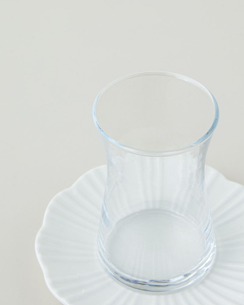 Florvia Tea Glass Set with Bone Porcelain Saucers – 6 Person Set