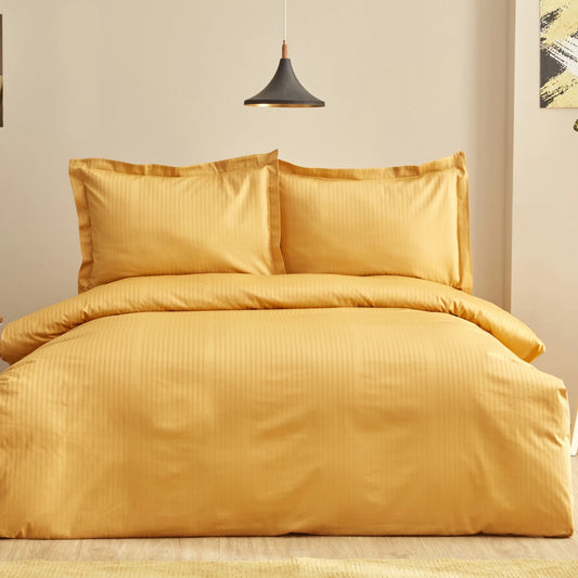 Uniq 100% Cotton Satin Double Duvet Cover Set Mustard