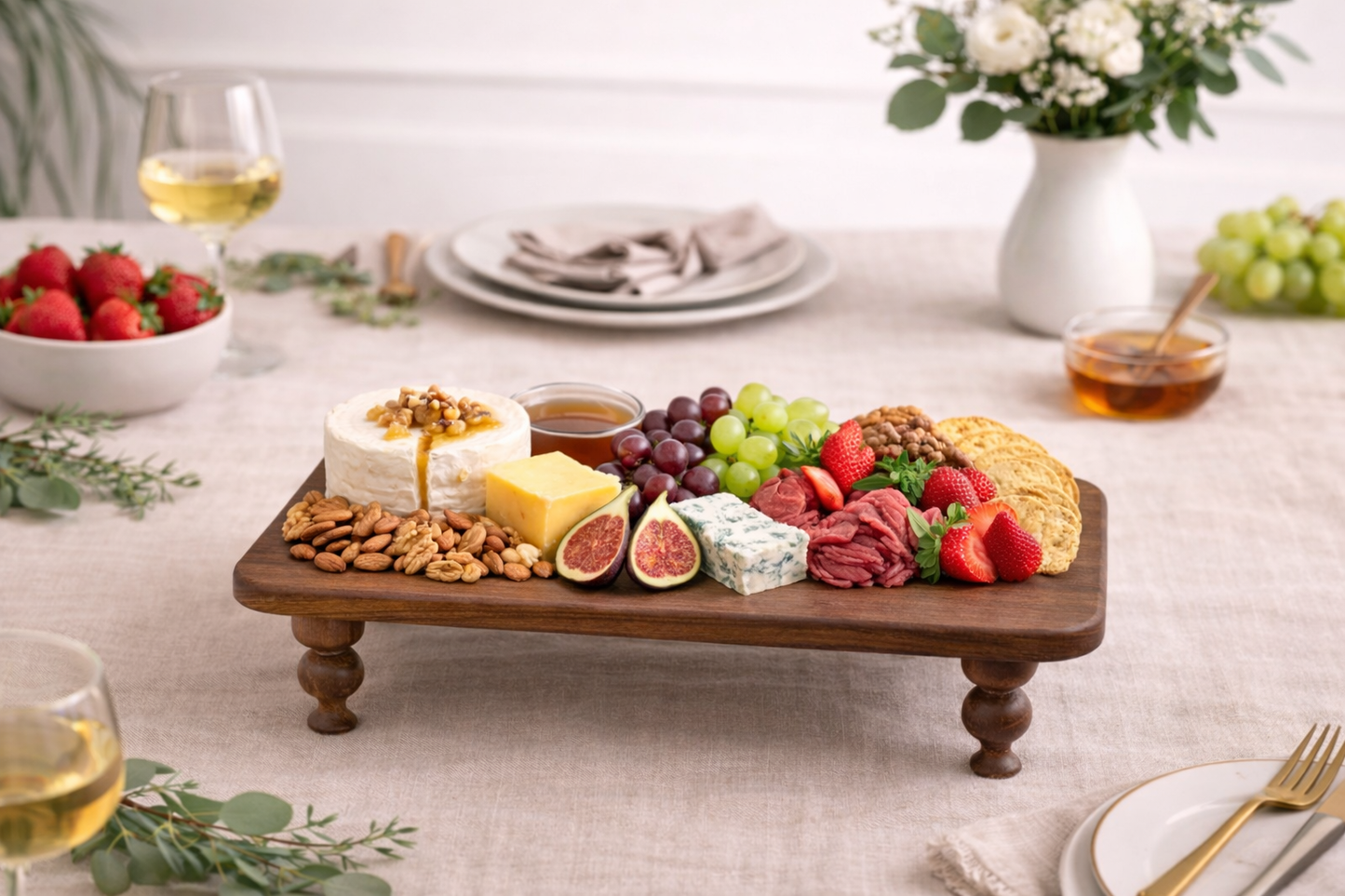 Natural Wood Stand Serving Tray
