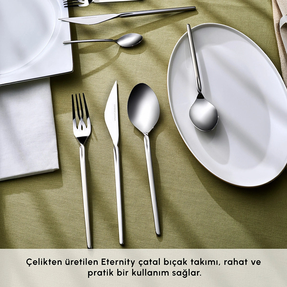 Karaca Eternity 316+ 84-Piece 12-Person Cutlery Set in Box (Platinum)