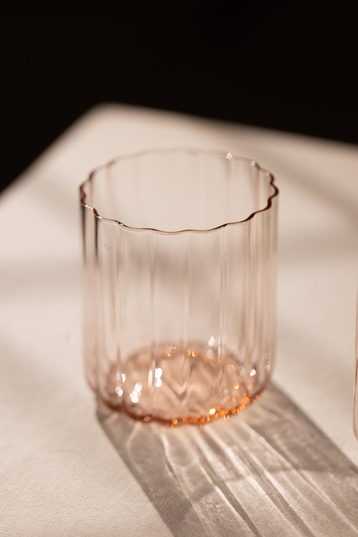 Flower Handmade Self-Colored 2-Piece Water Glass Set, Pink, 450 cc