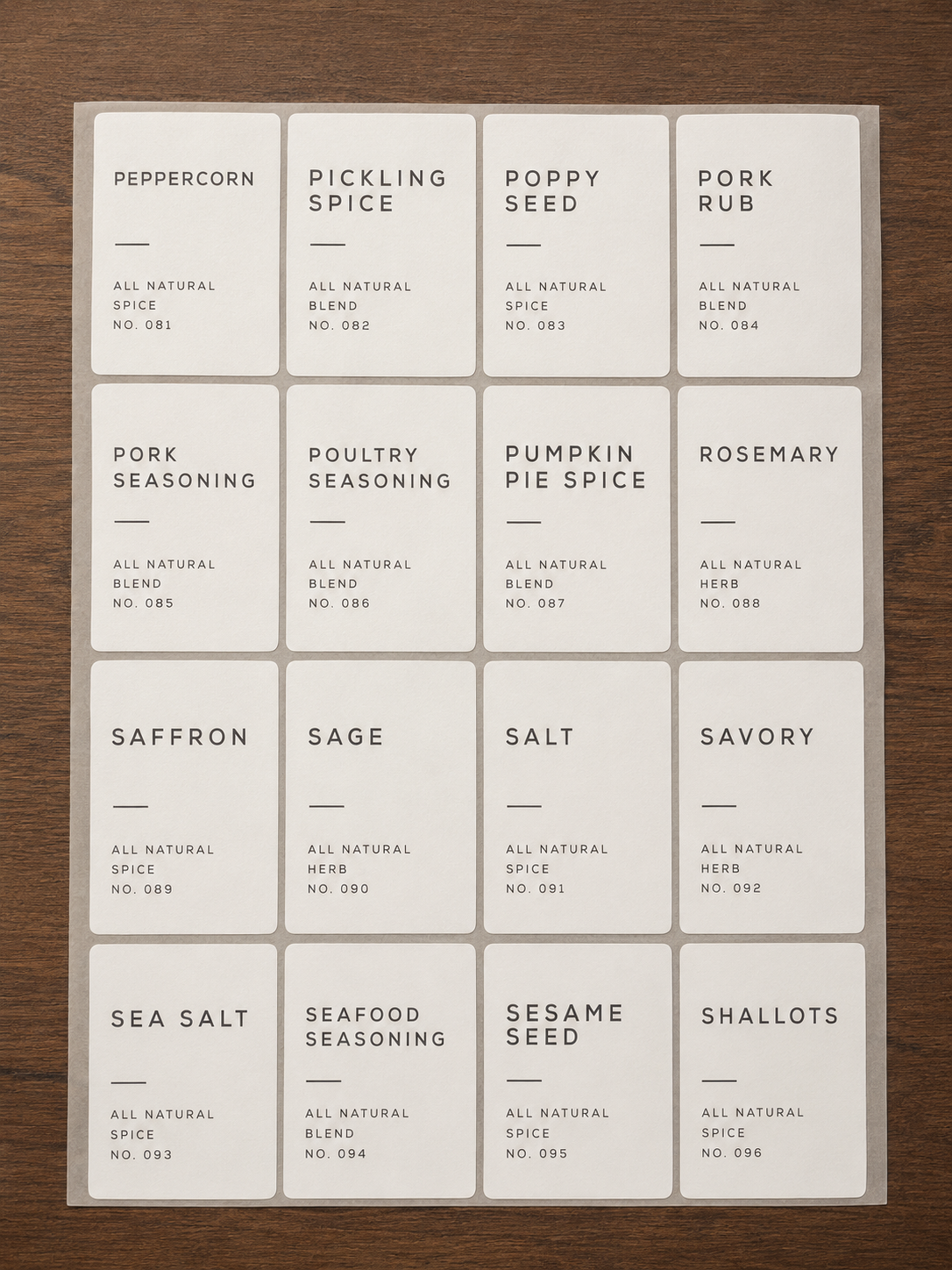 English Spice Labels 160 pcs