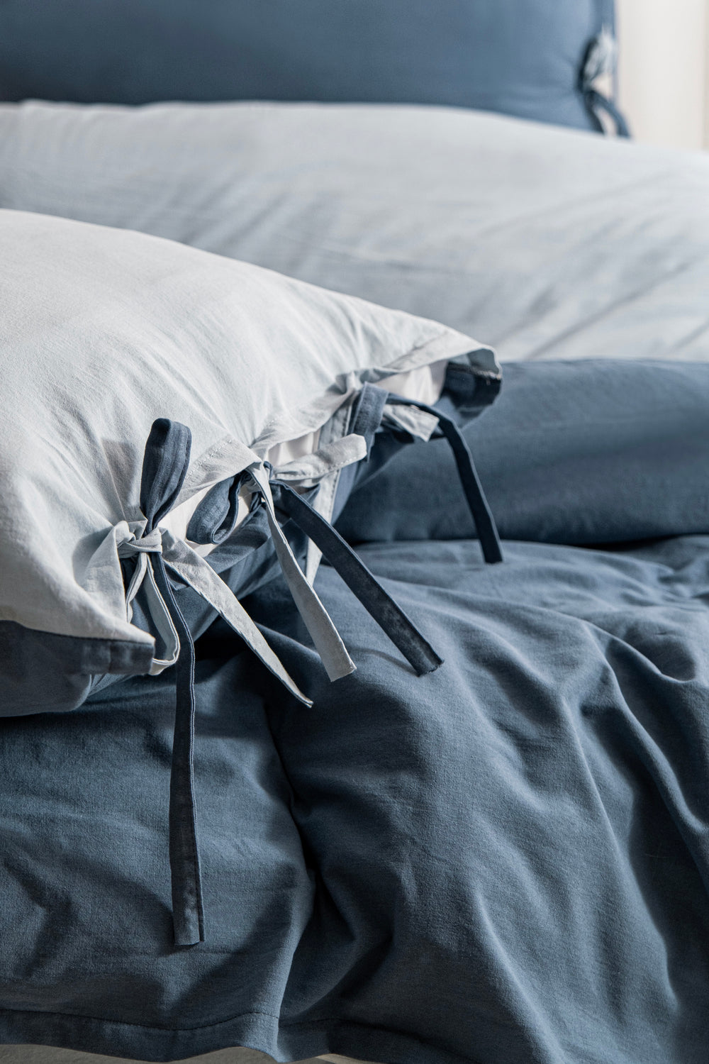 Colorful Washed Cotton Duvet Cover Set – Blue & Light Blue