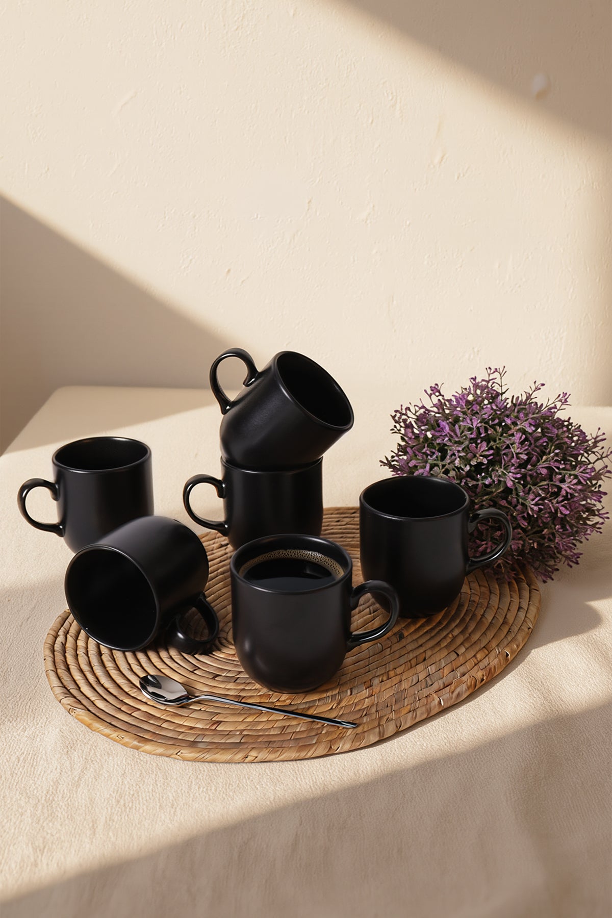 Matte Black Equinox Mug 10 cm 6 Pieces
