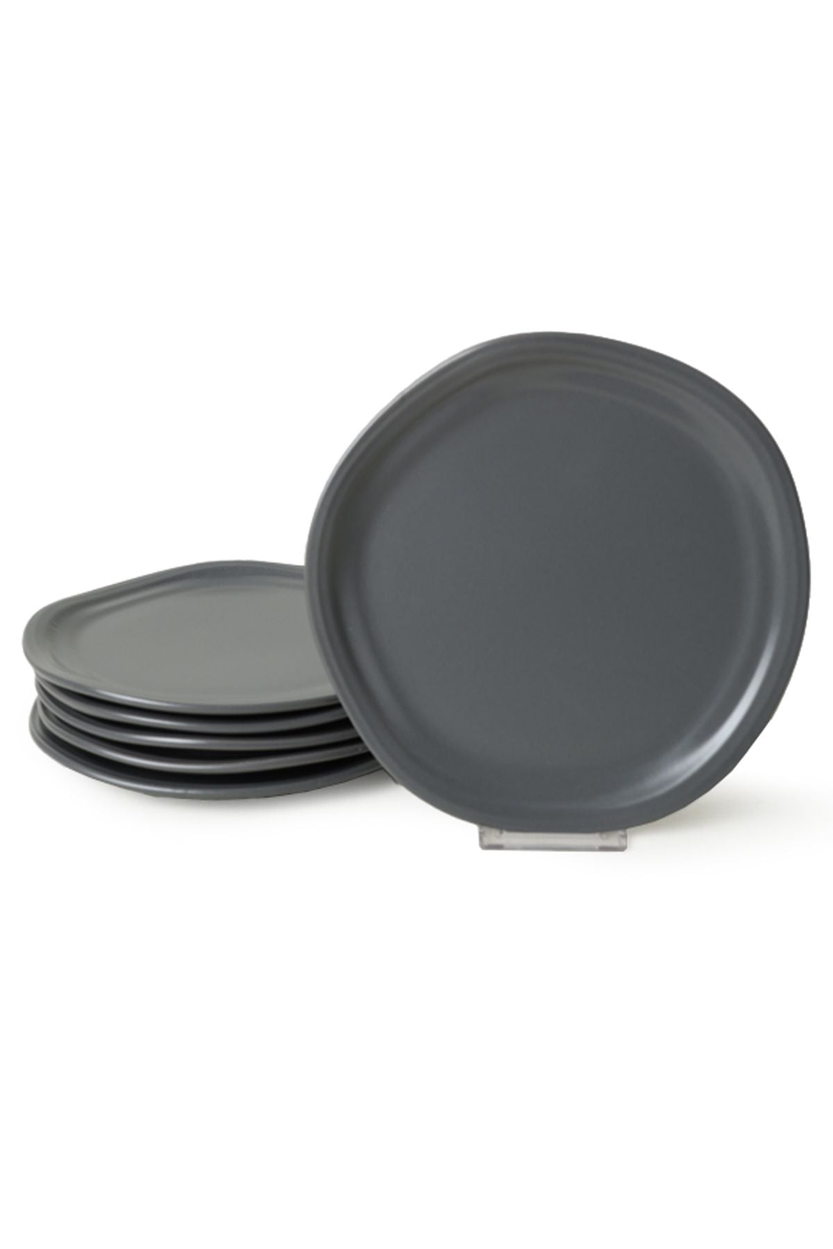 Matte Gray Bloom Cake Plate 24 Cm 6 Pieces