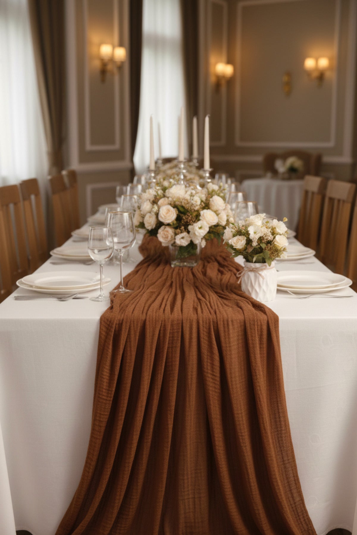 Nuvé Tulle Table Runner Brown