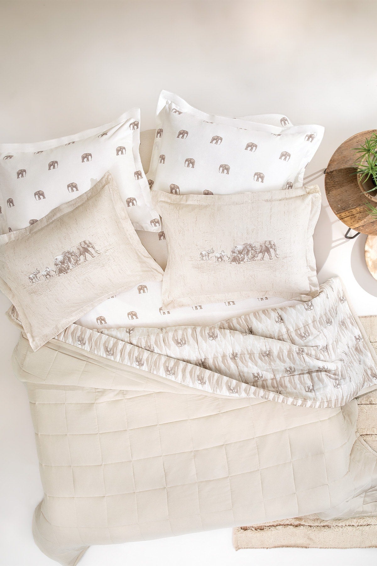 Barnet Cotton Touch Bedspread Set – Beige