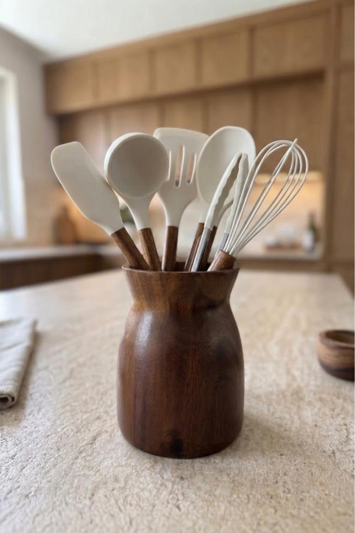 Acacia Wood Kitchen Utensil Holder