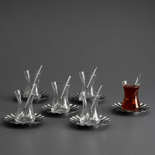 Velena 18 Piece Steel Tea Set for 6 People