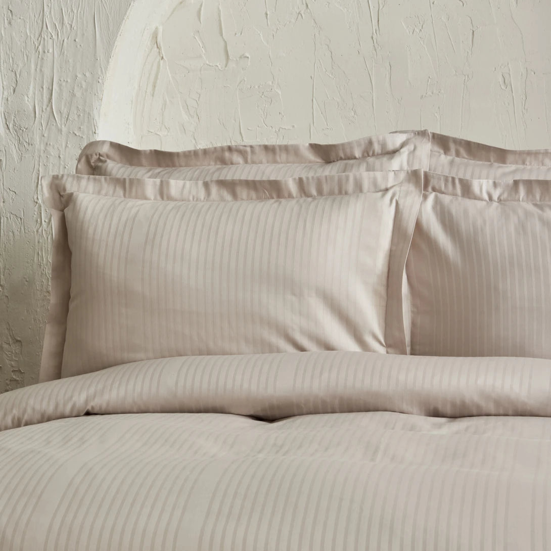 Uniq 100% Cotton Satin Double Duvet Cover Set Beige