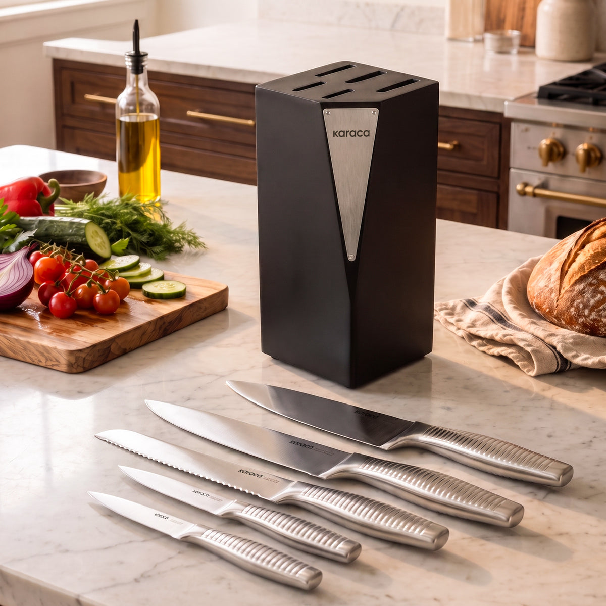 Karaca Samurai Fuji 6-Piece Knife Set with Stand