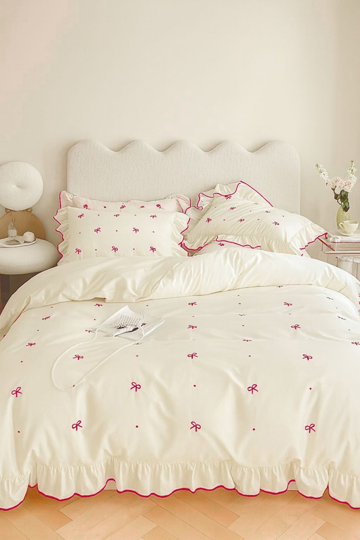 Red Ribbon 100% Cotton Duvet Cover Set