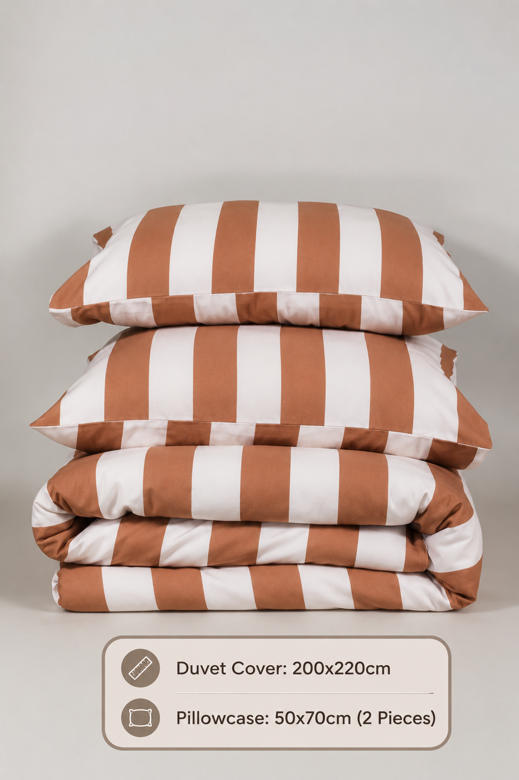 Brad 100% Cotton Satin Double Duvet Cover Set - Coffee
