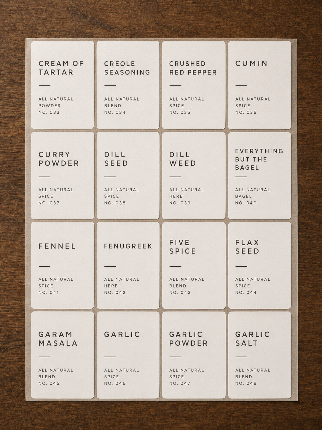 English Spice Labels 160 pcs