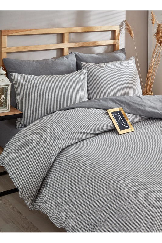 Oslo Striped Duvet Cover Set – Grey