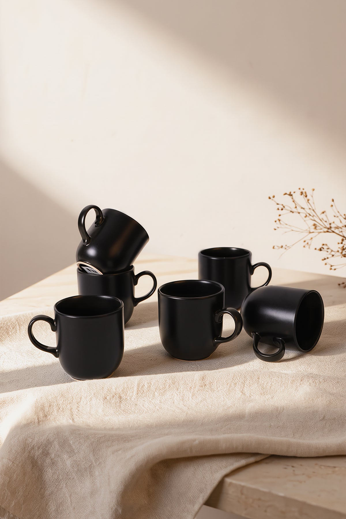 Matte Black Equinox Mug 10 cm 6 Pieces
