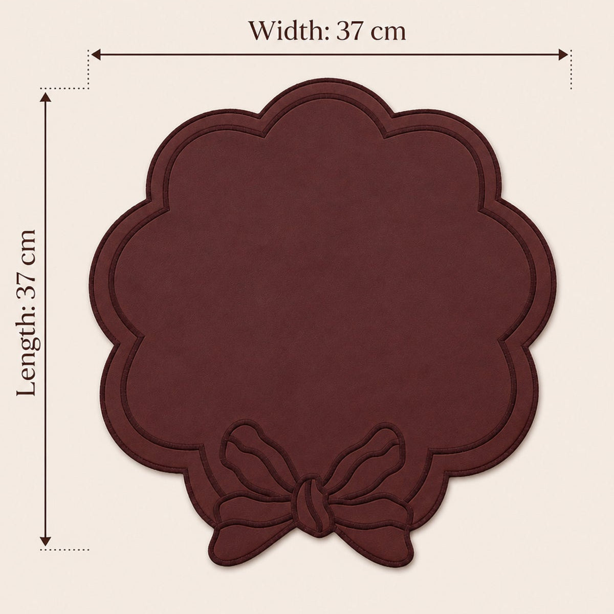Bow Embroidered Faux Leather Placemat Set – 6 Pieces