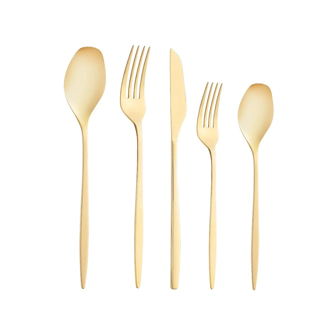 Emsan Alisa Glossy Gold 60-Piece 12-Person Cutlery Set