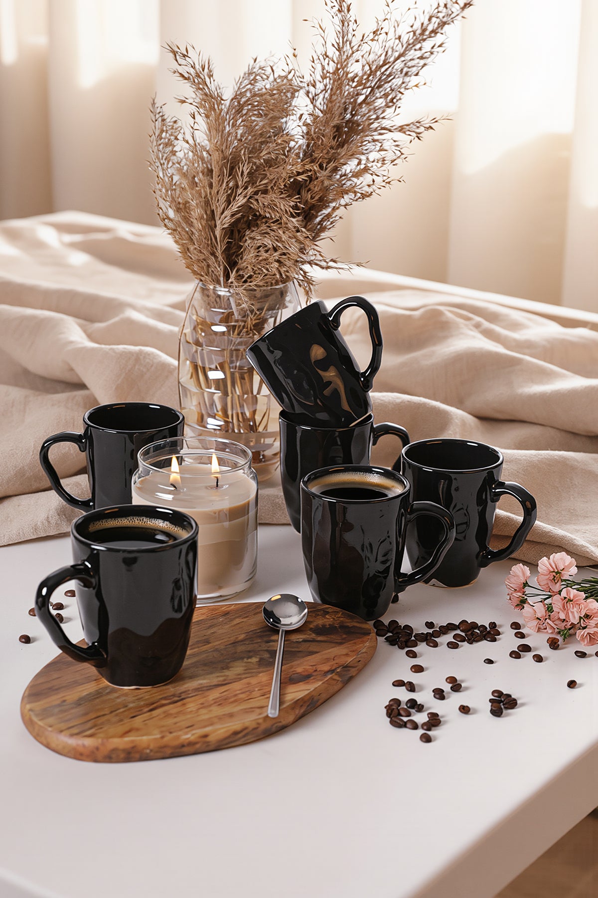Black Organic Mug, 10 cm, 6 Pieces