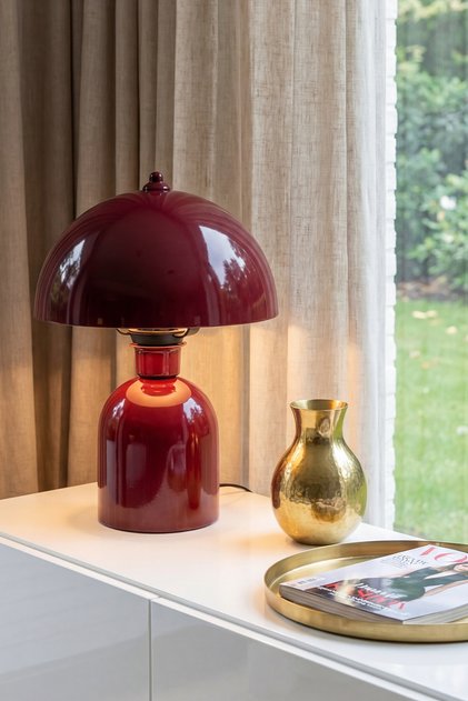 Luna Mushroom Metal Table Lamp – Burgundy