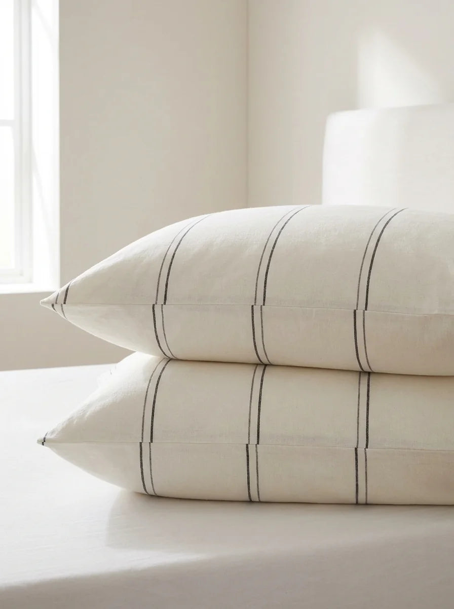Elara Striped Duvet Cover Set – Ivory