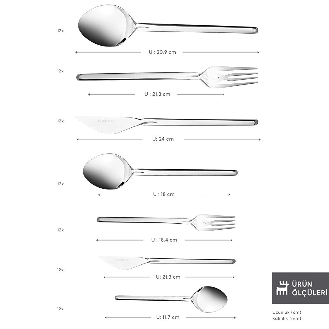 Karaca Eternity 316+ 84-Piece 12-Person Cutlery Set in Box (Platinum)