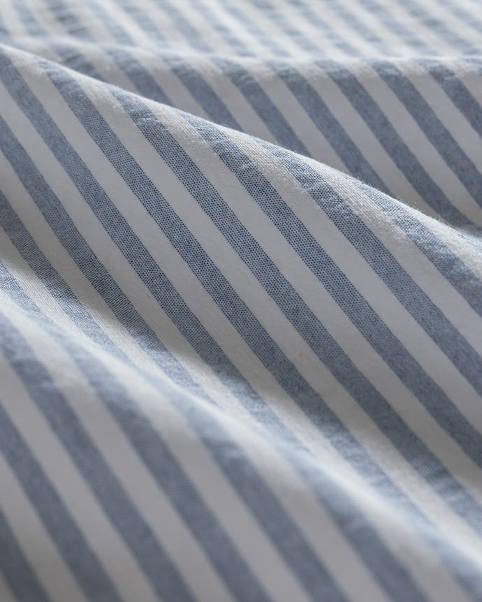 Verona King Size Ruffled Yarn-Dyed Sheet Duvet Cover Set - White/Blue