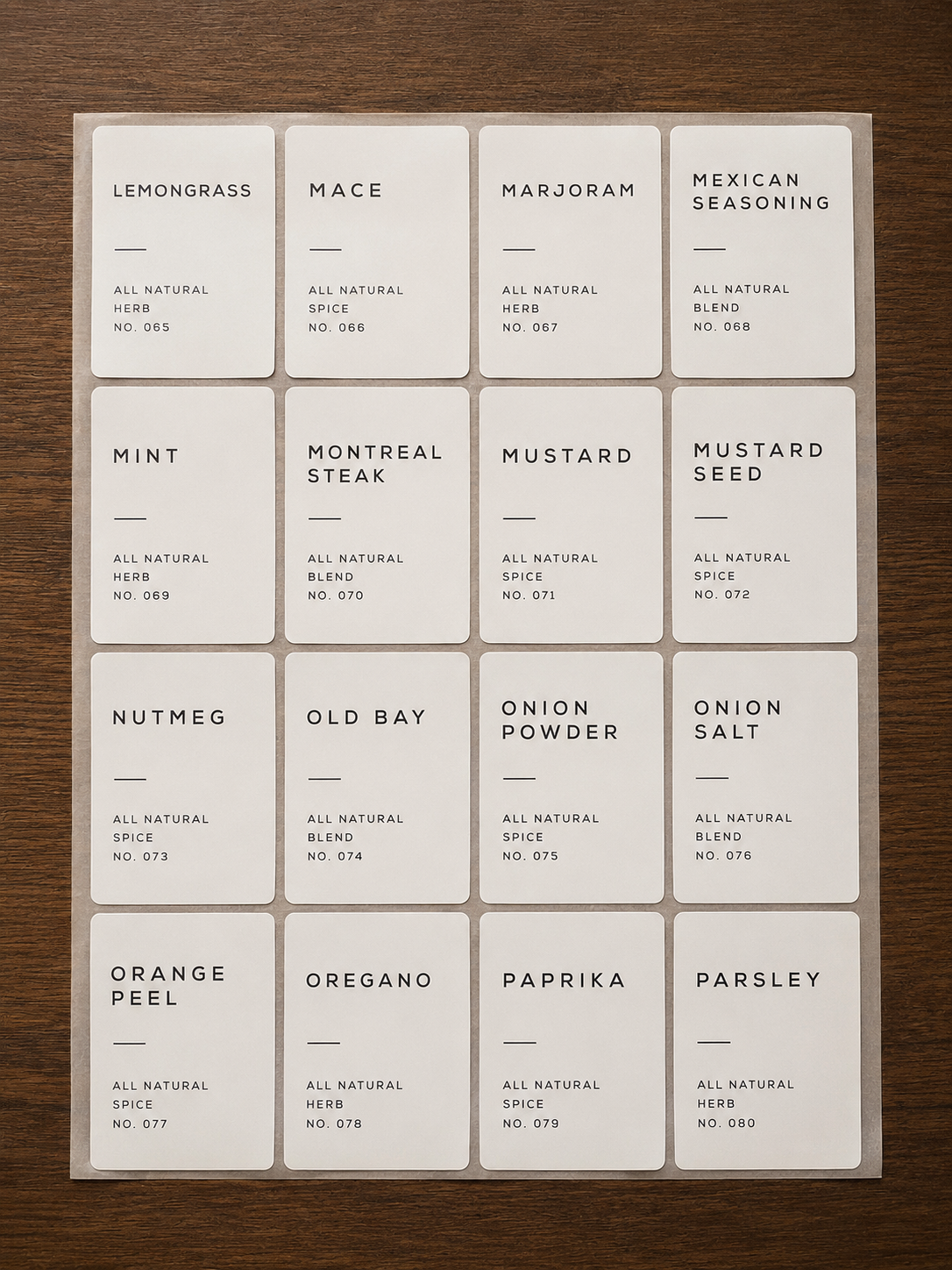 English Spice Labels 160 pcs