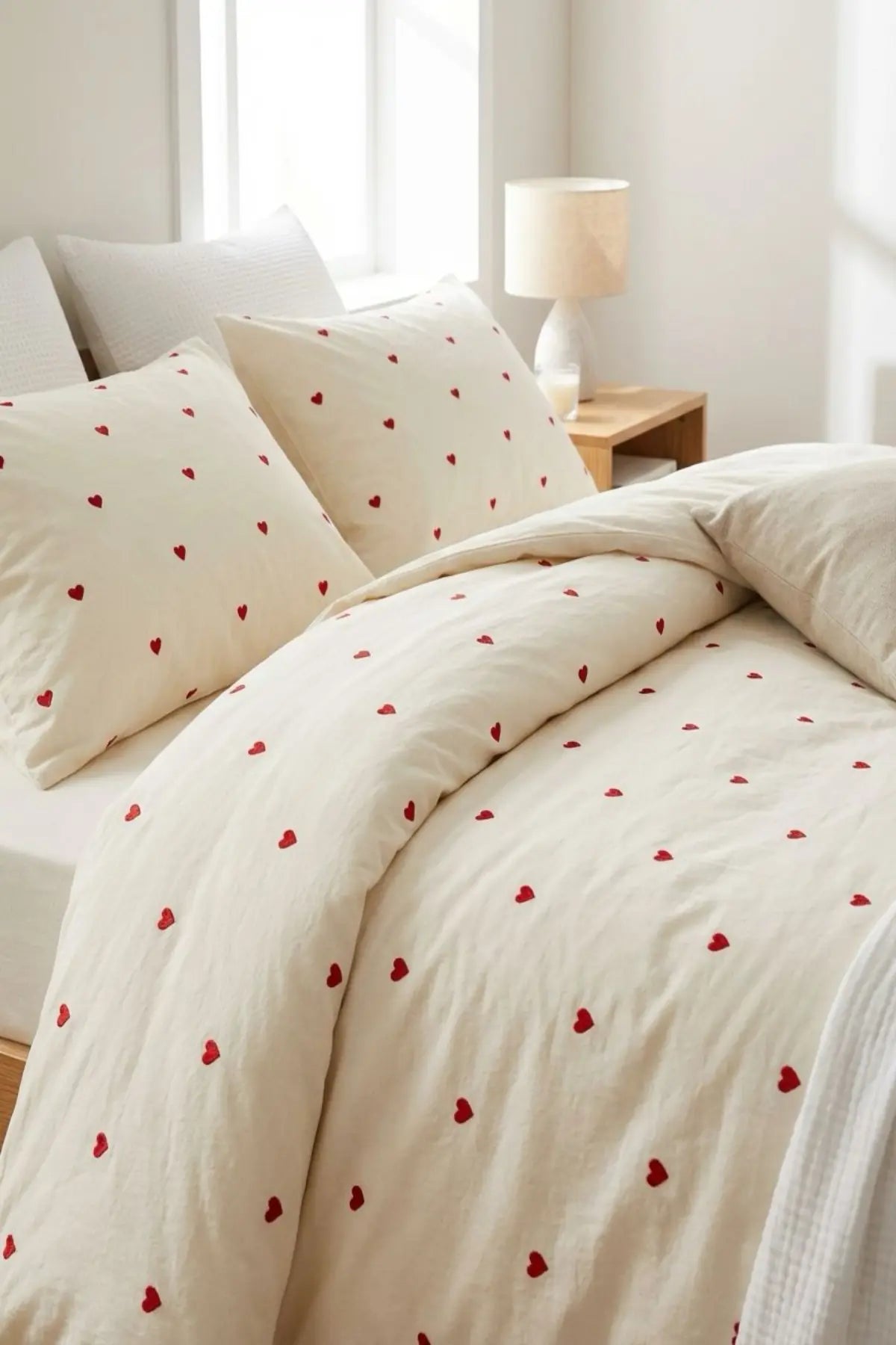 Amelie Heart Duvet Cover Set – Ivory