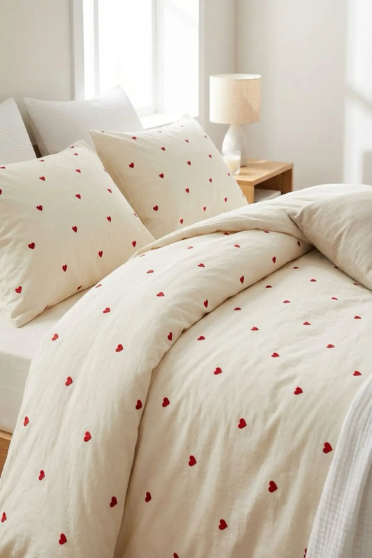 Amelie Heart Duvet Cover Set – Ivory