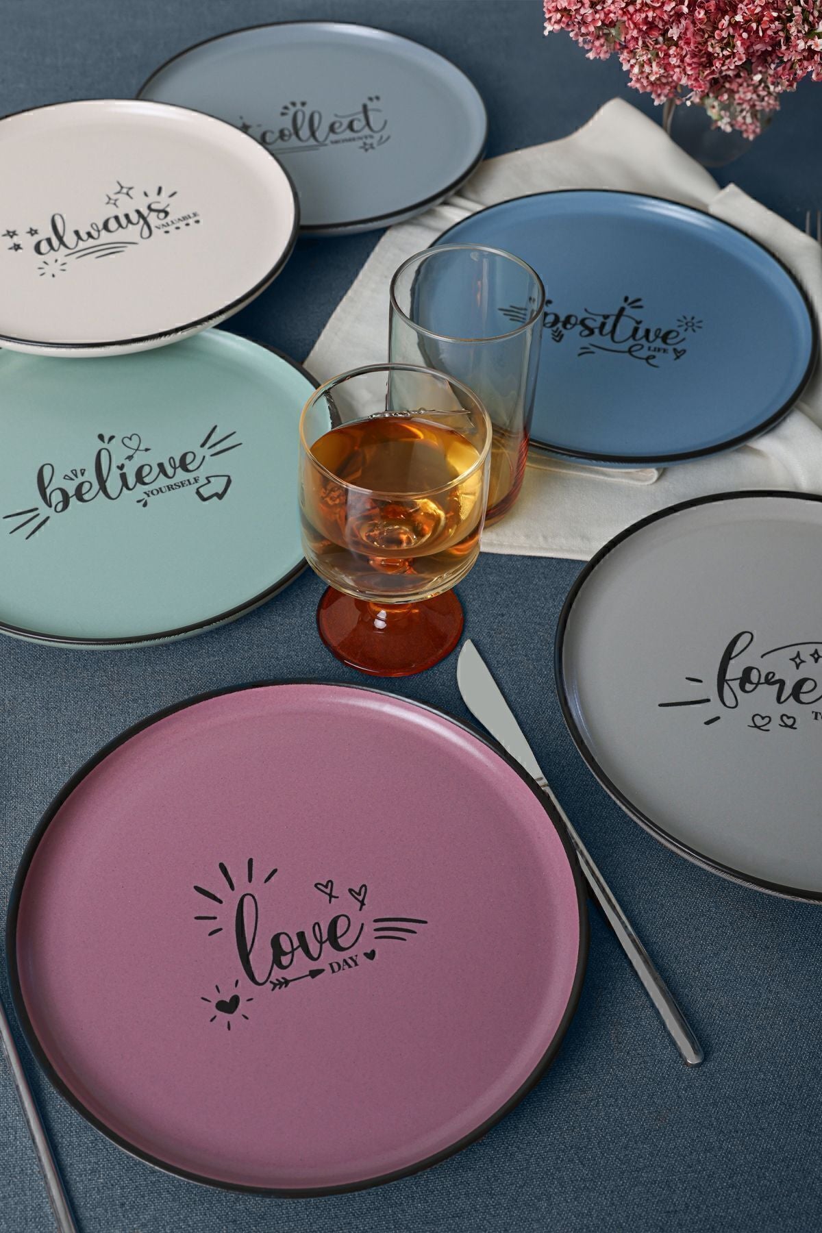 Rainbow Motto Nordic Cake Plate 22 cm 6 Pieces