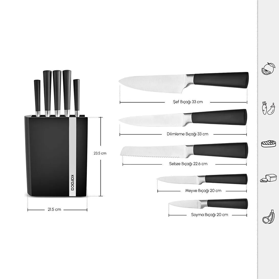 Karaca Samurai Kyoto Japanese Steel 6-Piece Knife Set