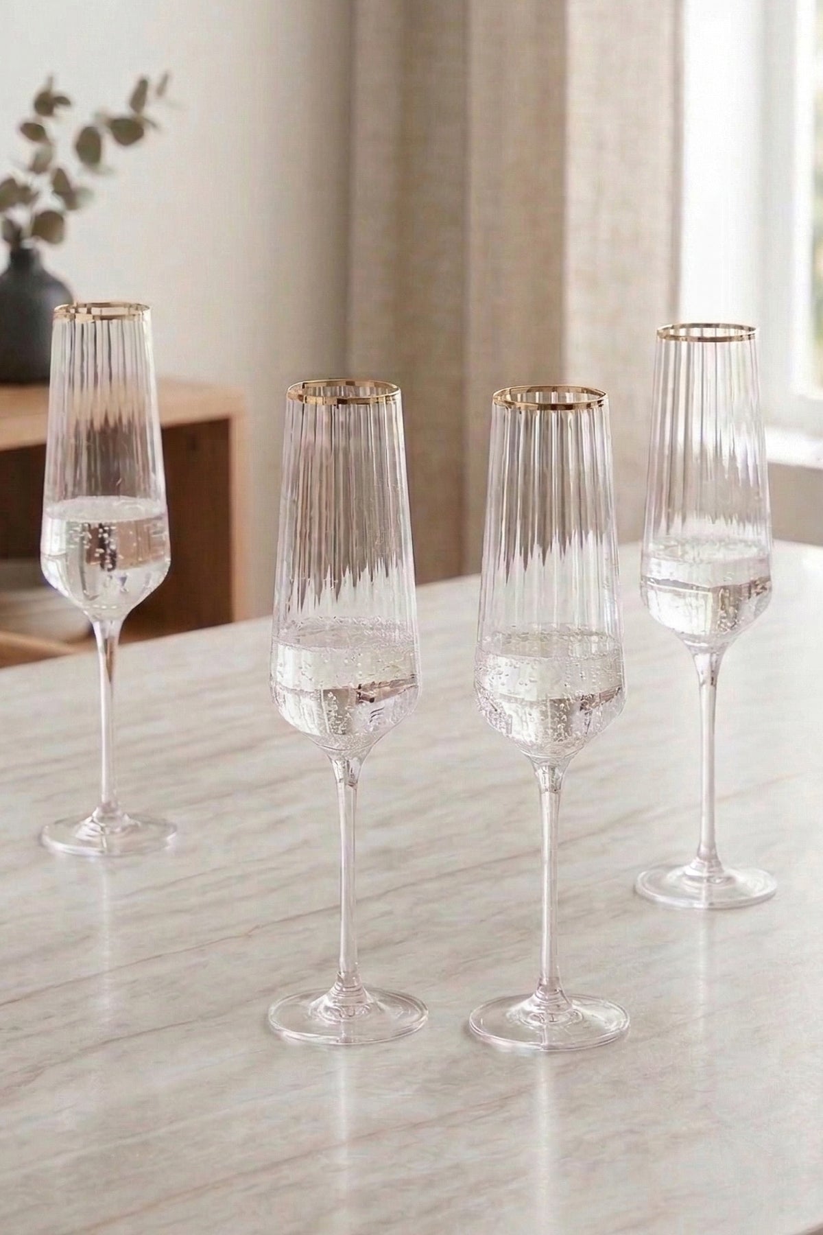 Premium Gold 4-Piece Champagne Glass Set, 220 cc