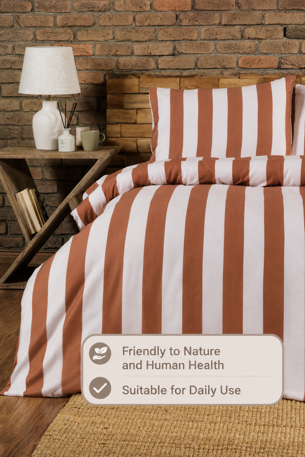 Brad 100% Cotton Satin Double Duvet Cover Set - Coffee