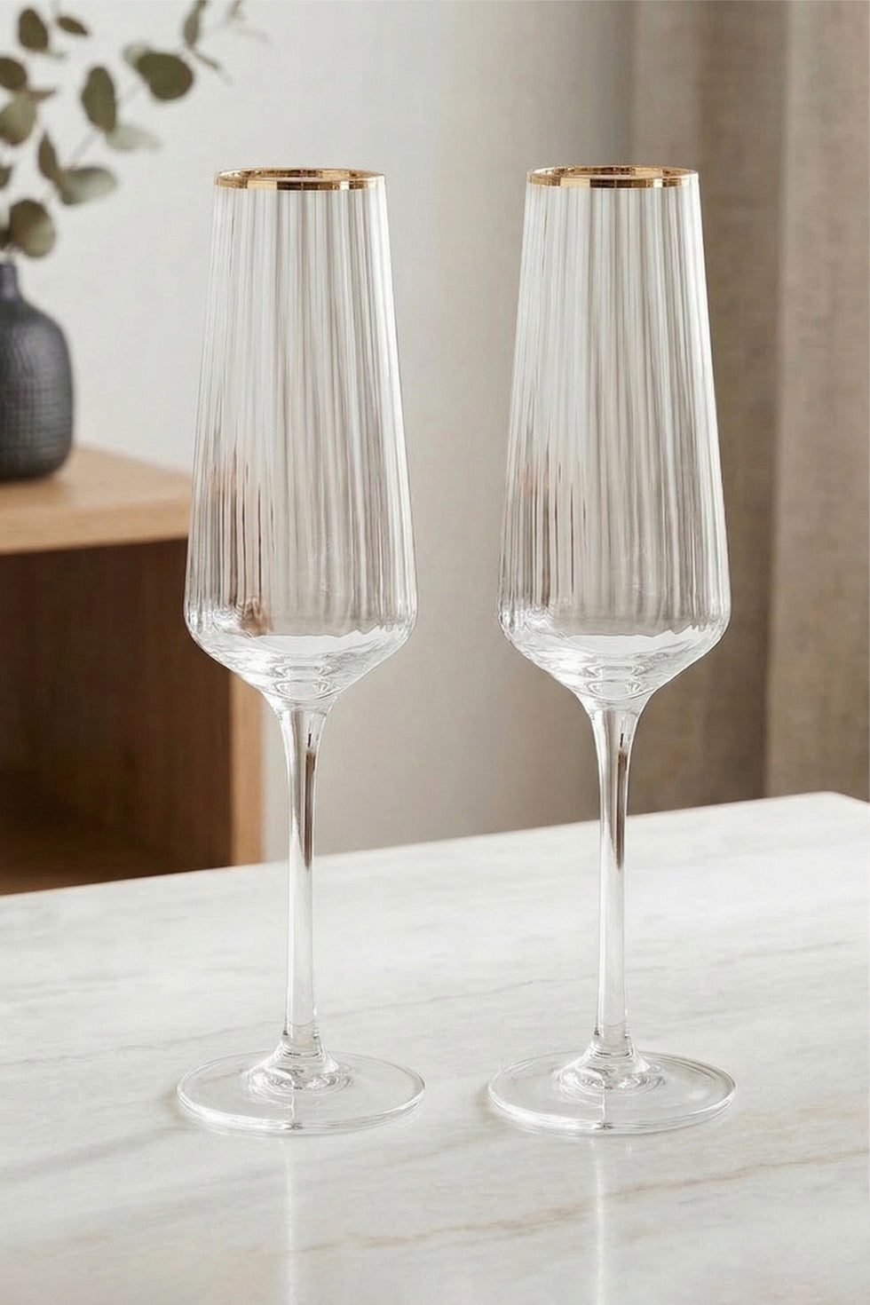 Premium Gold 4-Piece Champagne Glass Set, 220 cc