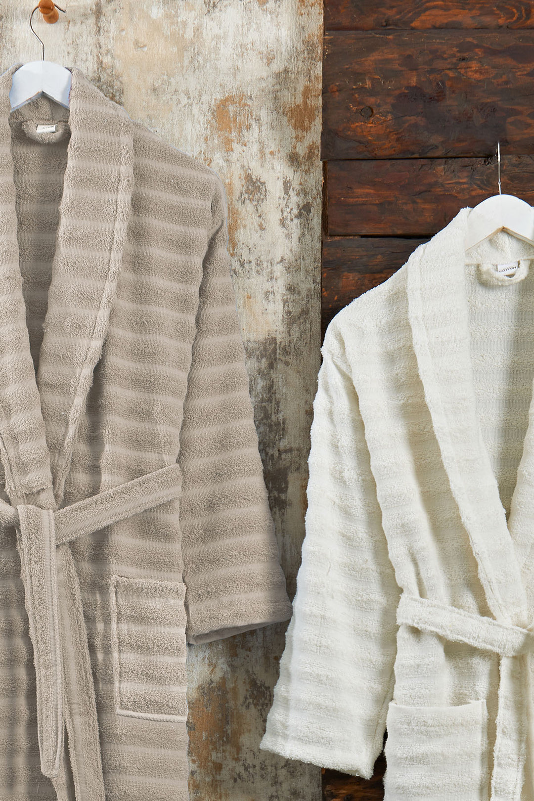 Soft Bathrobe Family Set, 4-Piece Hammam Set (70x135 cm), Beige-Cream