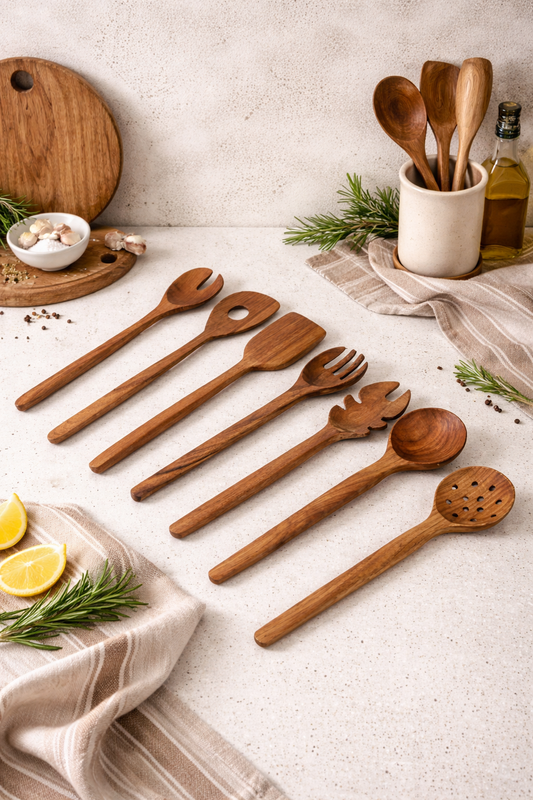 Premium 100% Walnut Handcrafted 7 Piece Serving Set