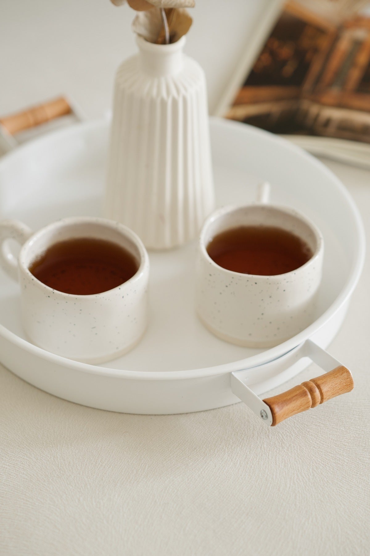 2 Piece Set Wooden Handle Galvanized Metal Trays