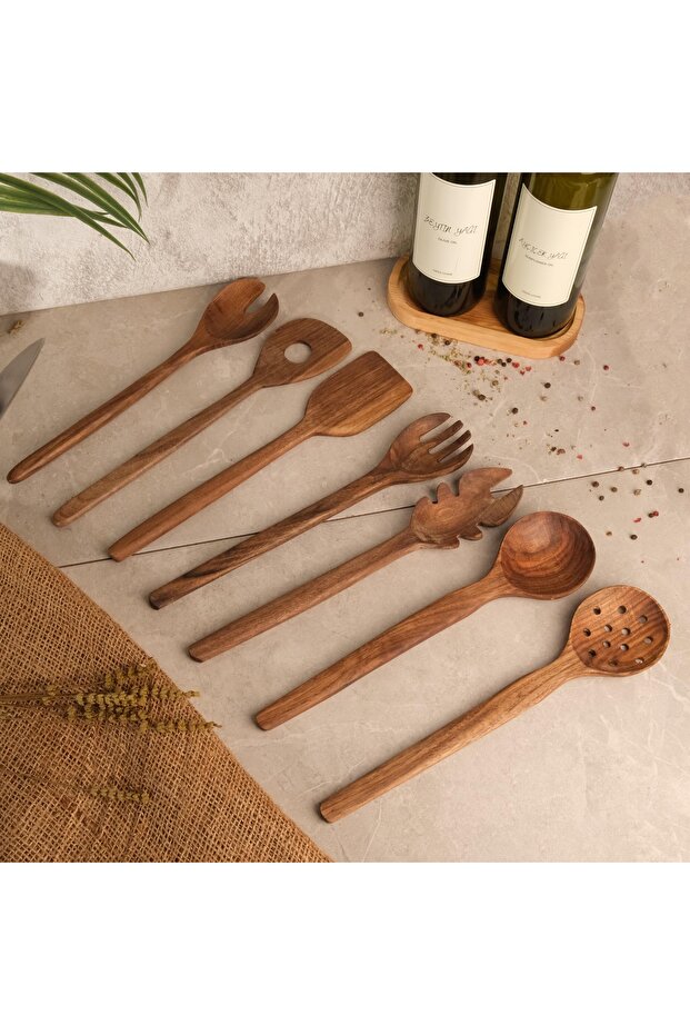 Premium 100% Walnut Handcrafted 7 Piece Serving Set