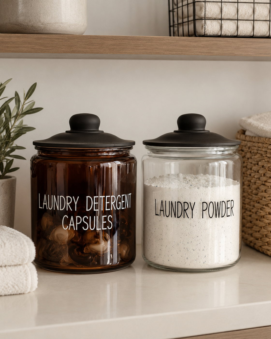 Laundry Detergent Glass Jar Set – 2 Pieces
