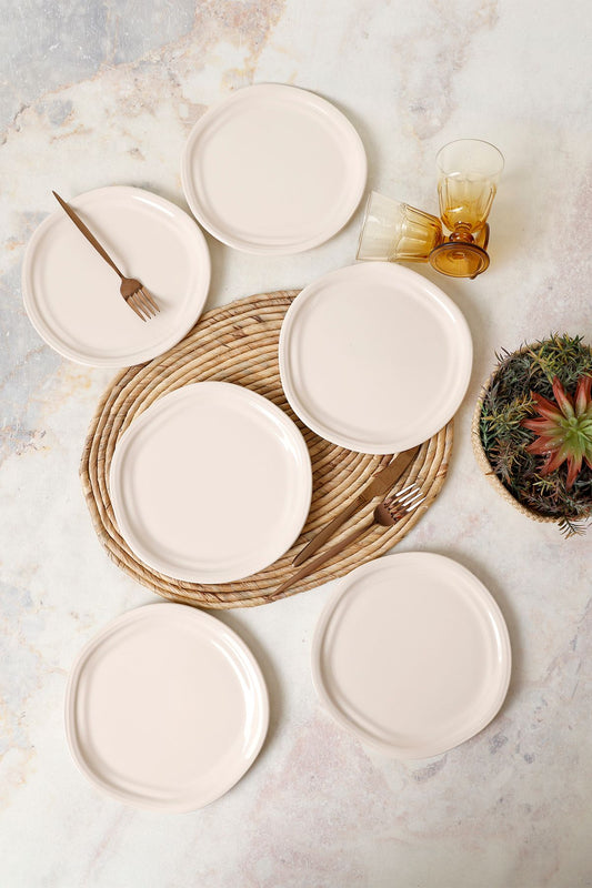 Cream Bloom Cake Plate 24 Cm 6 Pieces