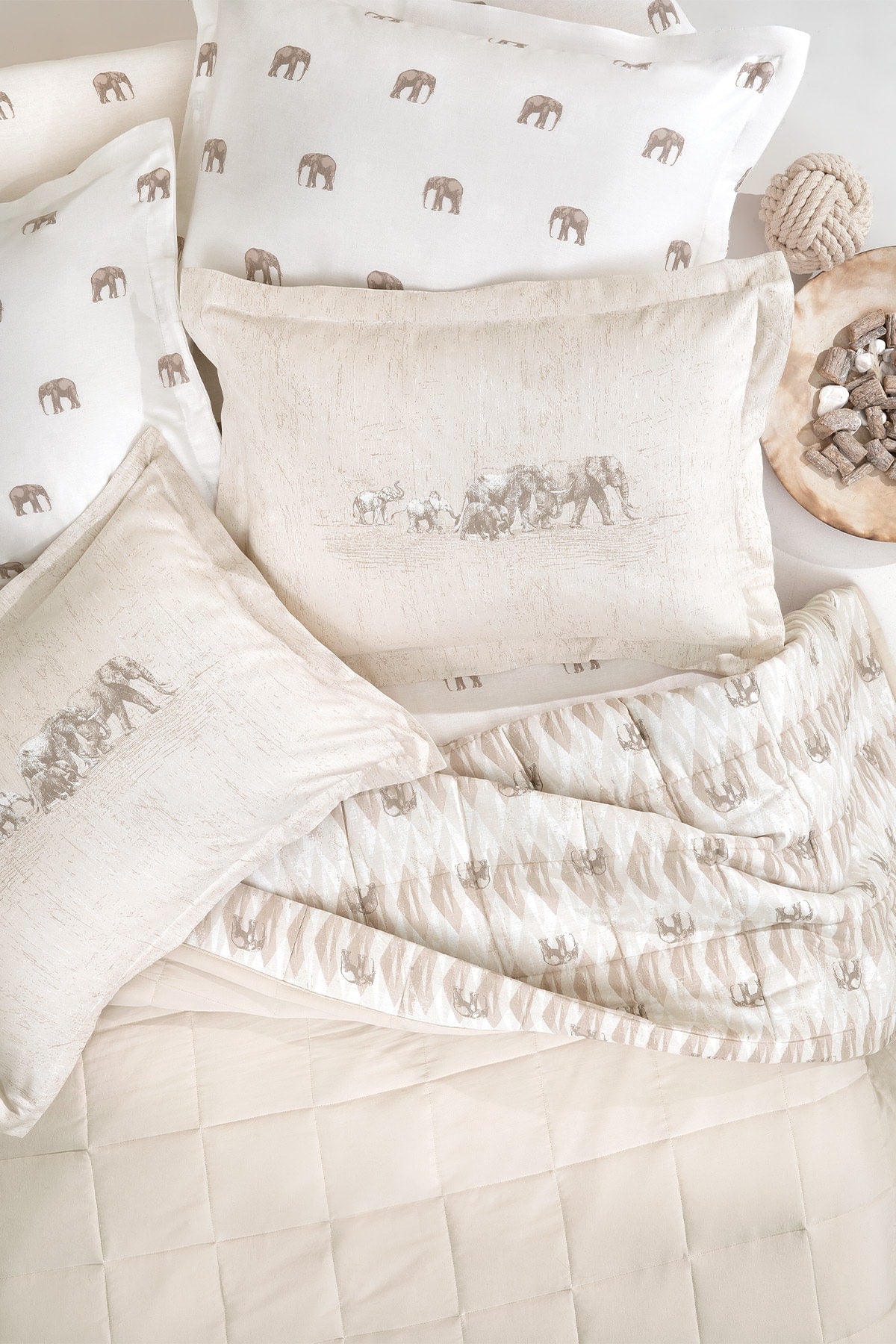 Barnet Cotton Touch Bedspread Set – Beige