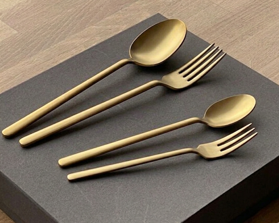 Ruya Matte Gold Titanium 24 Piece Cutlery Set for 6 People