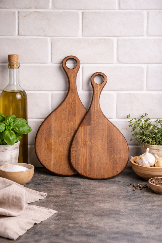 Natural Wood Cutting and Serving Board 2 Pieces